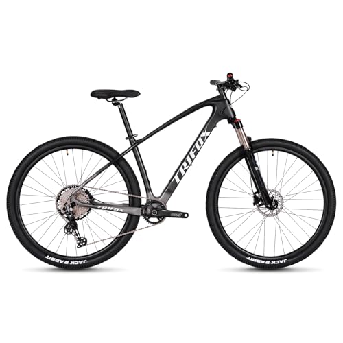 Carbon Fiber Mountain Bike,29er 12 Speed ​​Disc Brake Suspension Mountain Bike,with Shimano Deore Groupset,Carbon Fiber Frame,Dual Hydraulic Fork,15.5/17.5/19 inch for Adult (Grey, 29er * 15.5 inch)