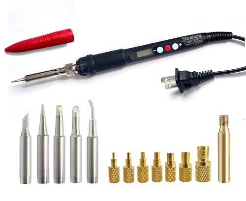 ShineNow 60W Digital Soldering Iron Heat Set Insert Tool with Extra Soldering Tips and Heat Set Insert Tips