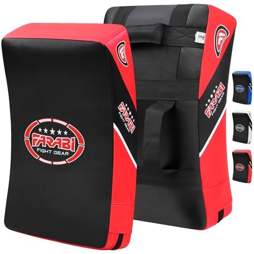 Farabi Quad Boxing MMA Muay Thai Martial Arts Hook & Jab Punch Kick Pads MMA Target Focus Punching Mitts Thai Strike Training Kick Shield Kicking Target mitt Kick Strike pad (Red Black)