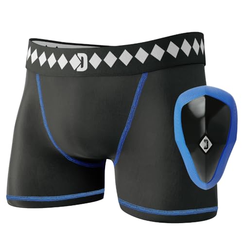 Diamond MMA Compression Shorts Jock Strap Athletic Cup Groin Protector System - Large | Athletic Supporters for Men with Cup for High Impact Sports | Compression Shorts w/ Built In Jockstrap with Cup