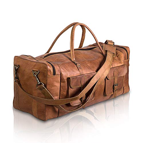 Leather Duffel Bag 32 inch Large Travel Bag Gym Sports Overnight Weekender Bag by Komal s Passion Leather (30 inch)