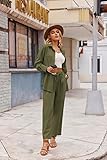 Zeagoo Women 2 Piece Linen Sets 2025 Button Down Shirt and Drawstring Long Pants Set Summer Outfits，Army Green，L