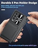 Viaotaily Galaxy Z Fold 3 Case with Pen Holder, Fold 3 Case with Hinge Protection & Screen Protector, Credit Card Storage Kickstand Cover Case for Samsung Z Fold 3 5G 2021(with S Pen Holder Black)