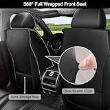 JIAMAOXIN Car Seat Covers Full Set Fit for Volvo S40 2004-2011 Waterproof Faux Leather Car Seat Cushions Automotive 5 Seat Covers Set（Black&Grey）