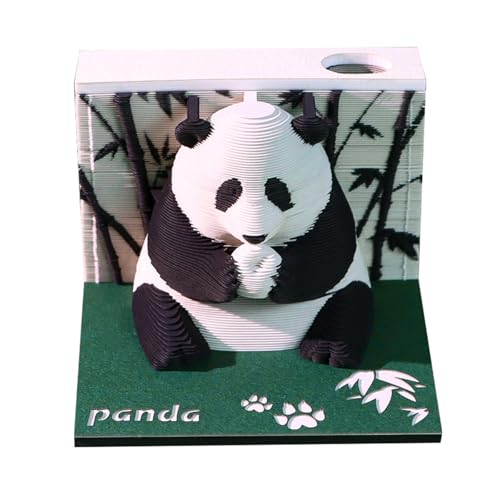 SIWEME 3D Memo Pad, 217 Sheets Paper Carving Art 3D Non-Stick Sticky Note Pad Original Paper Card Crafts Panda 3D Notepad Tear-Away DIY Notes, Desk Decoration Gift