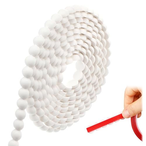Leinuosen Flexible Molding Trim Peel and Stick for Walls 10ft Decorative Bead Pearl DIY Wall Trim for Bathroom Mirror Frame Border Backsplash Tile Ceiling Cabinet TV Wall Edge (White, 10ft /15 mm)
