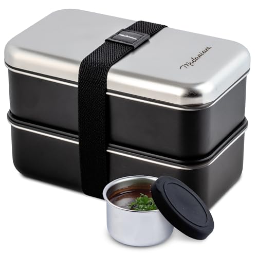 Modaniam Phoenix Modern, Stainless Steel, Stackable Microwave safe, leak proof, japanese Bento Box Adult Lunch Box with Compartments for Women & Men with Dip Container, Japanese Bento Box - 54 oz