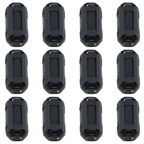 LUORNG 12PCS 3.5mm Inner Diameter Degaussing Filter Anti Jammer Black Degaussing Filter Anti Jammer Noise Filter for Home Appliance and Electronic Device