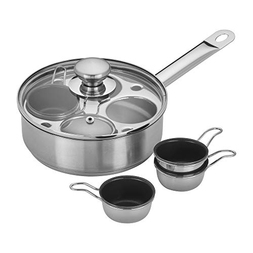 Demeyere Resto 18/10 Stainless Steel Stovetop Egg Poacher Set, 4 Removable Cups, Induction Compatible, Dishwasher Safe