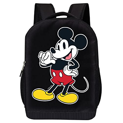 Disney Mickey Mouse Black Backpack for Kids and Adults - 17 Inch Air Mesh Padded Knapsack for School and Travel (Red-Yellow)