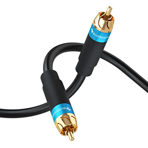 BlueRigger RCA Audio Subwoofer Cable (15FT, Dual Shielded, Gold Plated RCA Connectors) – for Subwoofer, Amplifier, Home Theater