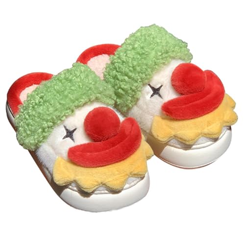 TOUCHTREE Odd clown couple cotton slippers female new winter net red men's cotton shoes indoor home wear thick bottom heightened (Green, Adult, Women, 6.5, Numeric, US Footwear Size System, Medium)