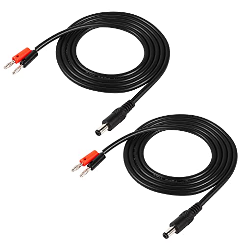 PNGKNYOCN DC 5.5mm x 2.1mm to 4mm Banana Plugs Cable,DC 5521 Male to 4mm Bullet Banana Plug18AWG Cable Connector 4.9FT (2-Pack)