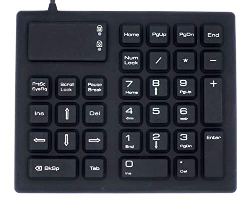 DS International Silicone Rubber Portable Flexible USB 32 Keys Extended Numeric Keypad with Retractable Wired Cable