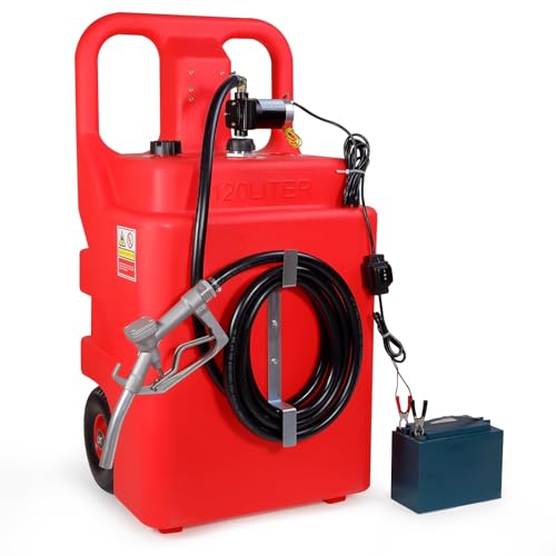 32 Gallon Portable Gasoline Diesel Fuel Caddy Tank with 12V DC 3.7GPM Electric Fuel Transfer Pump, Reversible Pumping, for Gasoline Diesel Kerosene