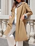 Tankaneo Womens Long Trench Coat Single Breasted Oversized Windproof Overcoat Fashion Outerwear