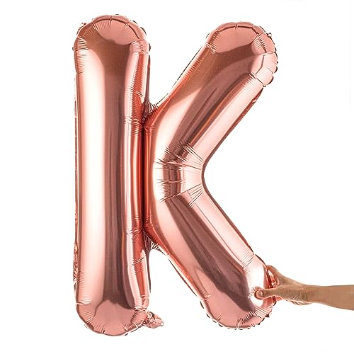 Restaurantware-Balloonify 40 Inch Letter Balloon, 1 Large Alphabet Party Balloon - Letter K, Self-Sealing, Rose Gold Foil Mylar Balloon, Hanging Loop, Decoration For Birthday, Wedding, Or Graduation