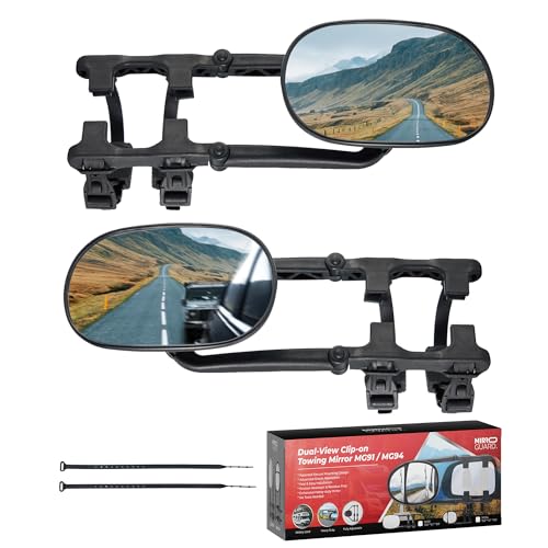 MirroGuard Extended Towing Mirrors, Universal Clip-On Side Mirror Extensions for Trucks, RVs, and Trailers, Tow Mirrors with Extenders (Model MG91)