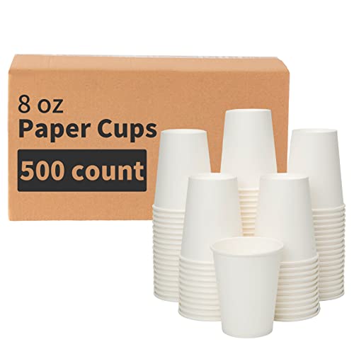 RACETOP 8 oz 500 Pack Disposable Paper Coffee Cups, Disposable Paper Cups, Hot Coffee Cups for Office, Party, Home