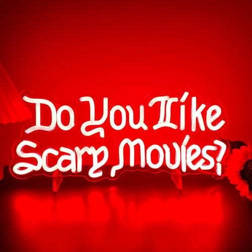 Artlast Do You Like Scary Movies Neon Sign LED Neon Light for Movie Night Party Decor Horror Room Gothic Font Halloween Decoration