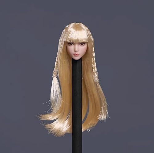 1/12 Scale Female Head Sculpt,Asian Girl Pale Skin Head Carved for 6inch Female Seamless Action Figure Collection