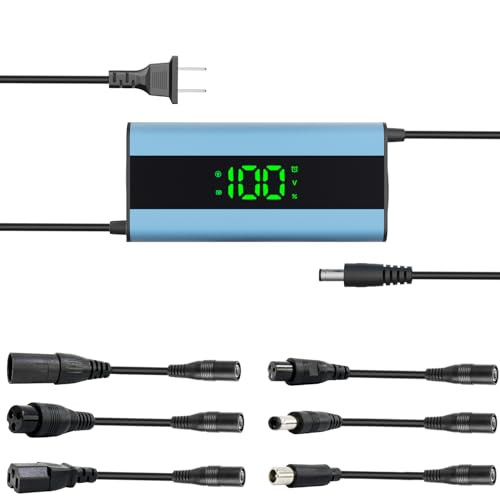 54.6V 2A Electric Scooter Charger 6 in 1 Plugs Universal,for 48V Electric Scooter Ebike Lithium Battery, Smart Display, Fast Charging, Overcharge Protection, Compatible with Multiple Models
