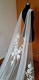 Wedding Capes Lace Bridal Veils Appliques Bridal Wraps Cathedral Length Wedding Cloak (4 Meters, Ivory)