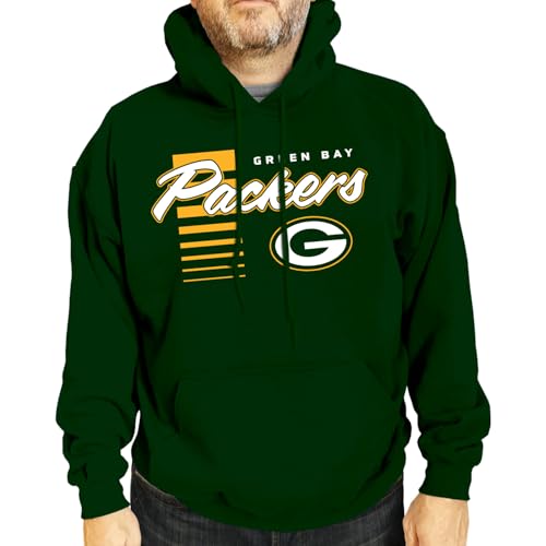 Team Fan Apparel NFL Adult Unisex Retro Script Ultra Soft Fleece Hooded Sweatshirt, Officially Licensed Football Performance Hoodie (Green Bay Packers - Forest Green, XX-Large)