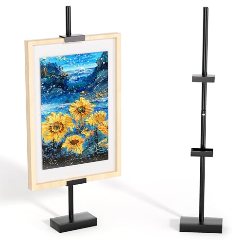 Cathyeen Tabletop Picture Frame Stand, Adjustable for Frames Up to 29" H, Frame Holder Stand Table Easels for Display, Metal Standing Easel Display Stand for Picture Frames, Artwork, Canvas (Black)