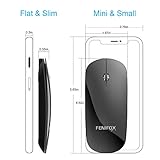 Bluetooth Mouse FENIFOX Slim Mini Whisper-Quiet Flat Portable Wireless Mice Rechargeable Compatible with Laptop,PC,Tablet Android Windows XP(Black)