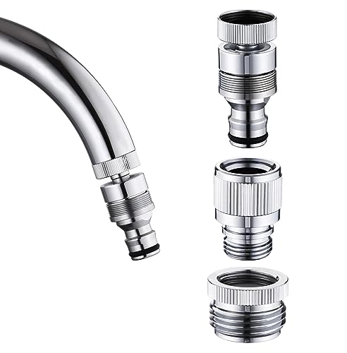 Hsmhose Sink Faucet Quick Connector Faucet to Garden Hose Adapter Dishwasher Washer Snap Coupling Adapter, for Bathroom, kitchen, Garden, Shower Hose, Pet Bathing