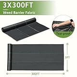 Weed Barrier Landscape Fabric 3x300FT 3.2oz Garden Weed Barrier Fabric Heavy Duty Woven Geotextile Fabric Weed Blocker Fabric Driveway Fabric Ground Cover Weed Barrier Mat Weed Control Fabric