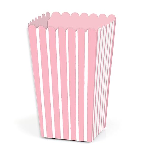 Big Dot of Happiness Pink Stripes - Simple Party Favor Popcorn Treat Boxes - Set of 12