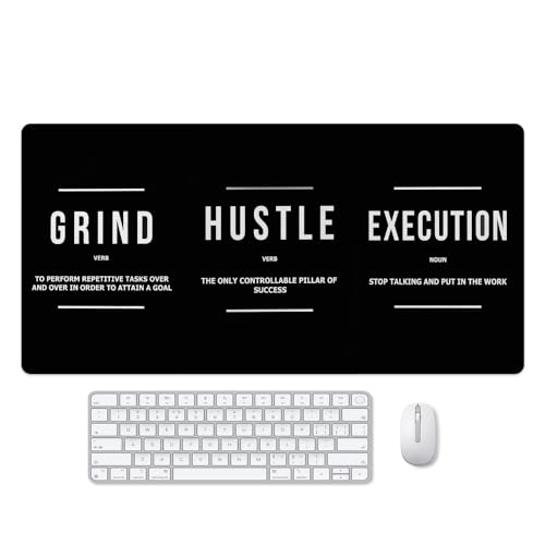Reateforin Motivational Office Long Mouse Pad Desk Pad Big Mouse Mat Inspirational Black Keyboard Hustle Desktop Entrepreneur Quote Mousepad for Mens Teens Gifts Daily Reminder 31.5"x15.7"