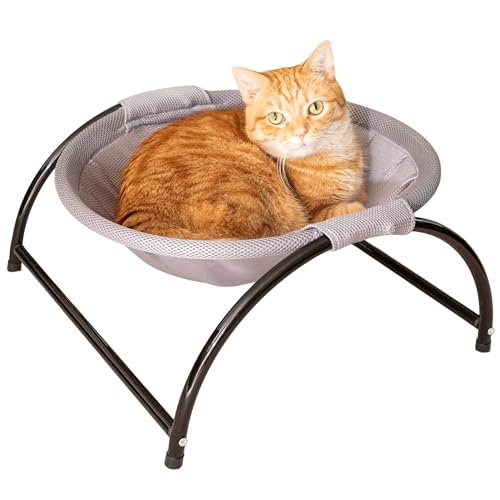 PETMAKER Cat Bed -Hammock with Protective Feet, Breathable Fabric and Removable, Machine Washable Cover - Cat Beds for Pets up to 33lbs (Gray)