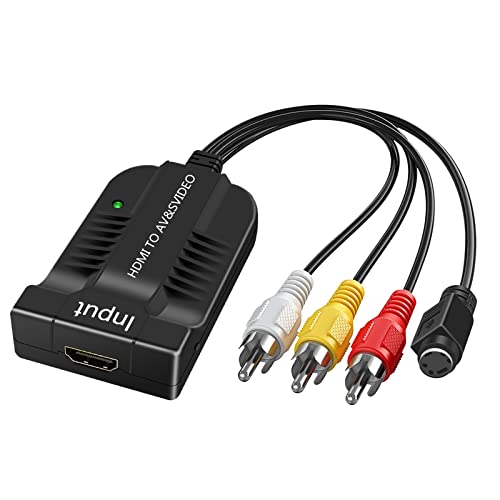 HDSUNWSTD 1080p HDMI to Male AV/S Video Adapter S-Video,HDMI2AV+S CVBS Video Converter, HDMI to Male AV&S Video RCA HDMI2AV Converter 1080P HD Video Converter Box High Definition Multimedia