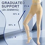 Medical Compression Pantyhose Women & Men,20-30mmHg Open Toe Thigh High Compression Tights Graduated Support (Beister)