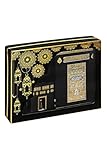 ihvan online Prayer Gift Box for Hajj and Umrah, Muslim Prayer Rug, Islamic Mat, Beads Tesbih, Holy Quran, Miswak, Muslim Kufi Hat, Islamic Deluxe Set for Ramadan & Eid Gift, Black/Set 2