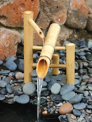 Bamboo Accents Traditional Japanese Rocking Water Fountain, Outdoor Water Fountain, 12” Shishi Odoshi Design, Smooth Split-Resistant Bamboo Creates a Captivating Outdoor Accent