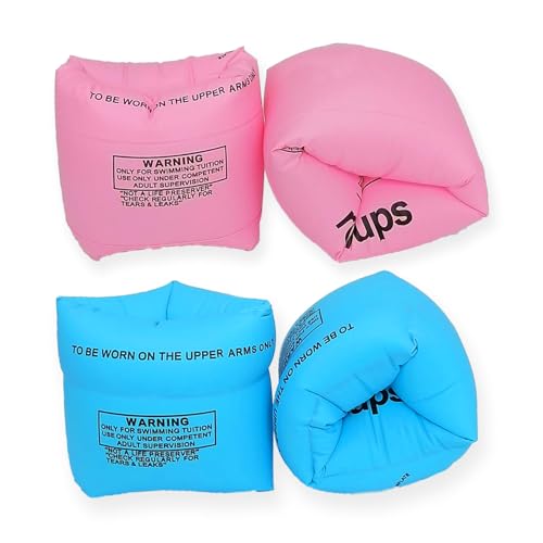 2 Pack Arm Floaties for Kids and Adults- Inflatable Floaties for Kids 6-12yrs, Blow up Water Wings for Toddlers, Swimming Arm Pool Floats for Children and Adults 30-150LBS(Blue and Pink)