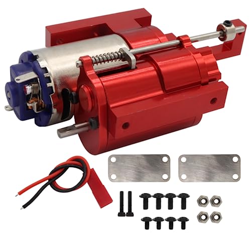 2nd Gear Gearbox Speed Change Gear Box with 370 Brushed Motor, Third Generation Metal Wave Box, for 1/16 WPL C24 C34 C44 C54 B16 B36 MN D90 MN40 MN45 MN77 MN99 MN99s RC Car (Red)