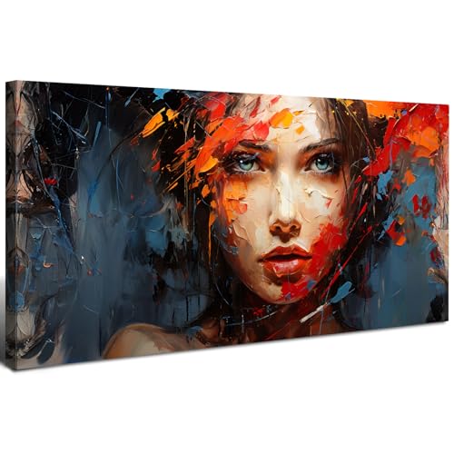 Abstract Women Wall Art for Living Room Cyberpunk Decor Graffiti Colorful Wall Decor Fashion Women Girls Face Painting Canvas Prints Aesthetic Poster Framed Artwork for Bedroom Decorations 20x40 Gift