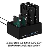 SABRENT Docking Station SSD/External Hard Disk/HDD 2.5/3.5 inch, USB 3.2 Gen 1, 4 Slots for SSD/HDD, with Power Supply and Fan, for SATA SSD/HDD, with 4 Separate ON/Off switches (DS-U3B4)