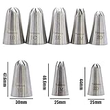 Tumtanm 5 Pack Extra Large Piping Nozzles, 1B 1C 1E 1M 2D# Seamless Stainless Steel Piping Icing Tips for Cupcakes