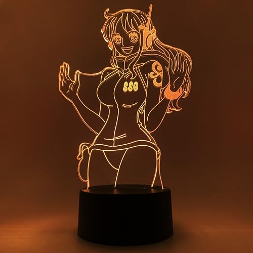 Otaku Lamps Nami Egghead Island One Piece – Anime Lamp Figure Night Light, 16 Color RGB LED – 3D Anime Room Décor Gift for Otaku