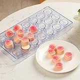 Pastry Tek 10.8 x 5.3 Inch Rose Mold For Chocolate, 1 Freezer-Safe Candy Mold - 21 Cavities, Easy Release, Clear Polycarbonate Flower Mold, Food Grade, For Bonbons or Fondants