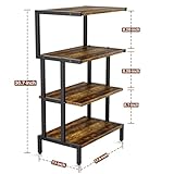 Aquzee Game Console Stands, 4-Tier Stereo Stand Cabinet for Small Space, Gaming Entertainment Center Rack with Storage Shelves for Video Game, Rustic Brown