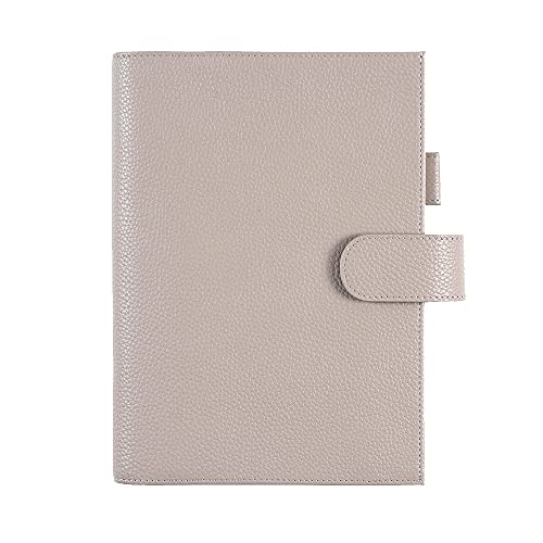 Moterm Leather Cover for A5 Notebooks - Fits Hobonichi Cousin, Stalogy and Midori MD Planners, with Pen Loop, Card Slots and Back Pocket (Pebbled-Taupe)