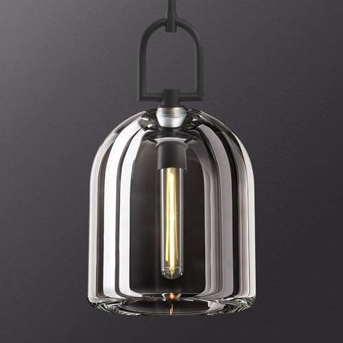 ZHTIECHUI Crystal Black Pendant Light Fixtures, Modern 8inch Pendant Lights Kitchen Island, Island Lights for Kitchen,Crystal and Black Pendant Light, Indoor Pendant Lighting,E26 Bulb Included