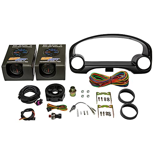 GlowShift Gauge Package Compatible with Honda Civic 1996-2000 - Black 7 Color 100 PSI Oil Pressure & 300 F Oil Temperature Gauges - Black Dual Cluster Pod